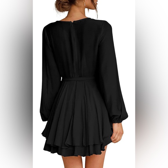 NWOT Tie Waist Long Sleeve Ruffle Mini Swing Dress Size Large - Picture 3 of 5